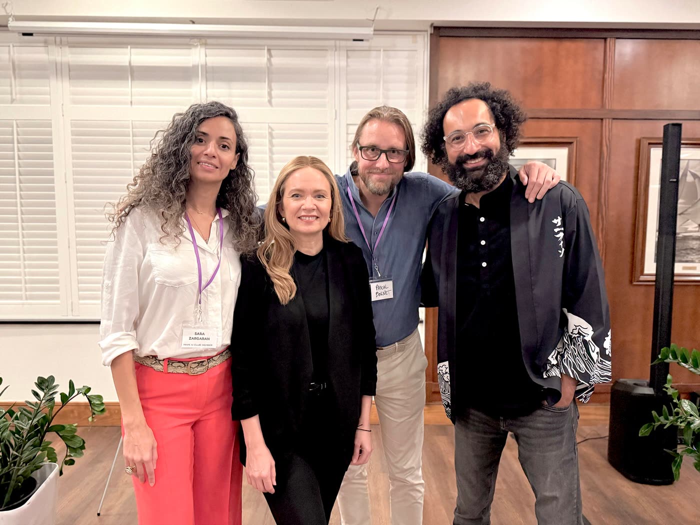 Miami AI Club Founders, Sara Zargaran and Nima Schei with panelists Pascal Bornet and Tarja Stephens